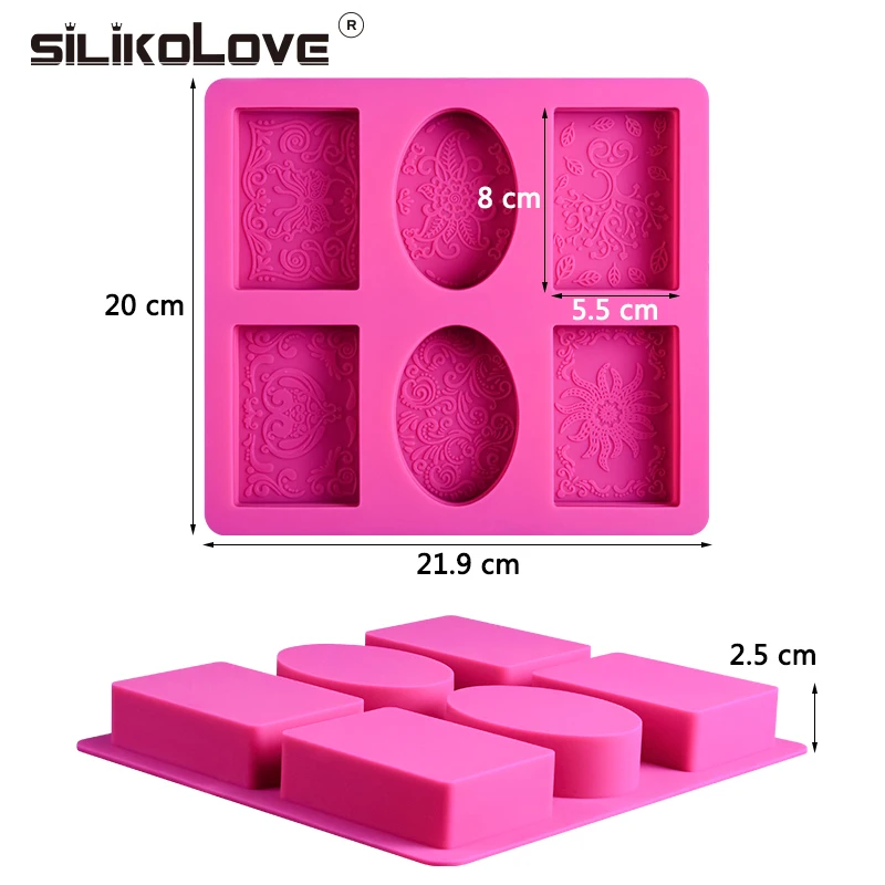SILIKOLOVE 6 полости Прямоугольник Овальный Силиконовые Мыло Плесень мыло ручной