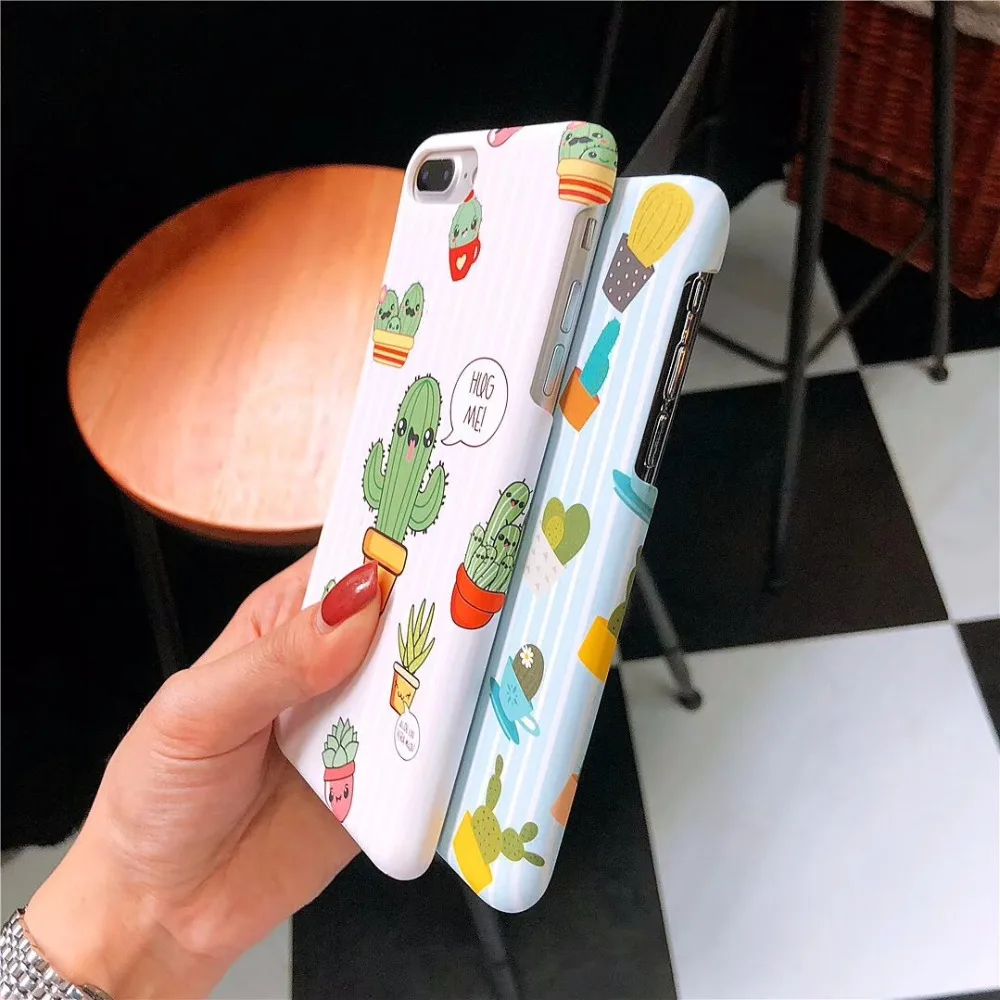 Новейший цветок арт лист печати телефонные чехлы для iPhone X 6 6s 6plus 7 8 Plus кактус