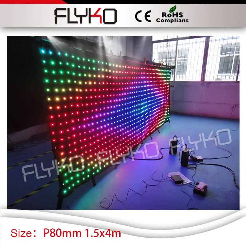 P80mm dj палатка led Прокат видения экран гибкий Крытый видео занавес 1 5 м на 4 м|video