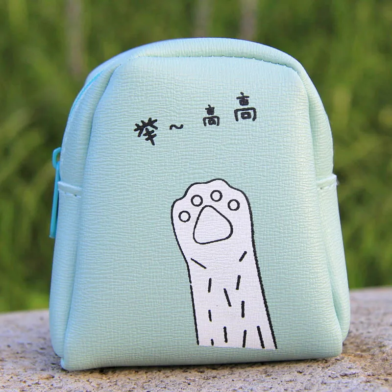 Зеленый Милые портмоне женщин кожаный бумажник чехол мультфильм девочек key holder прекрасный кот небольшое изменение бумажник монет мешок дети подарок - Цвет: Зеленый