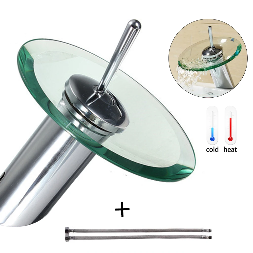 

2022 Водопад для ванной комнаты, раковина, смеситель, кран, смеситель, хромированное полированное стекло, кран со стеклянным краем с водопроводной трубой