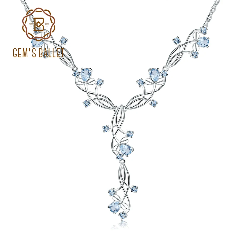 

Женское ожерелье из серебра 925 пробы с натуральным голубым топазом 7.89ct