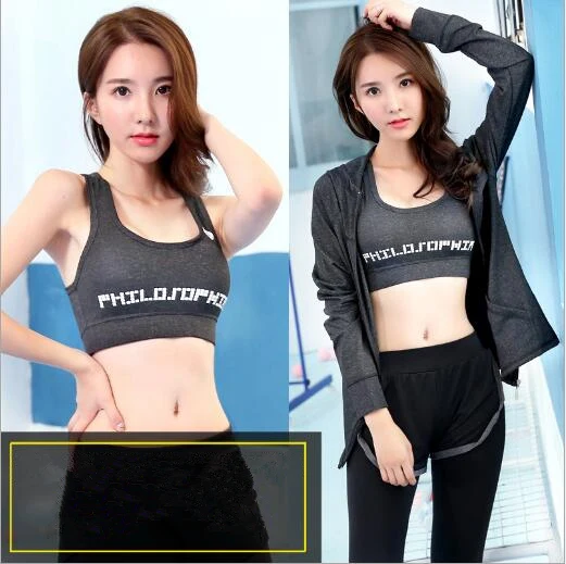 color4(3pcs set) Xiaying Smile женские дышащие спортивные для бега набор йога пальто и шорты и бюстгальтер набор Быстросохнущий тренажерный зал, фитнес, Йога набор спортивная одежда костюм - Цвет: color4(3pcs set)