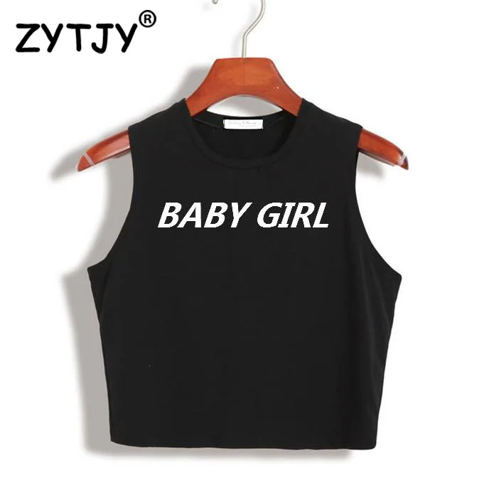Для женщин укороченный топ для маленьких девочек babygirl с буквенным принтом сексуальная тонкая рубашка для майка Tee хипстерский жилет черный, белый цвет Прямая поставка TZ20-821