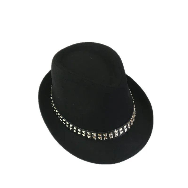 

Nueva Punk Mujeres Hombres Rivet Edge Jazz sombreros de Ala Retro Sombreros Dancing Publicidad Caps Sombreros de Ala