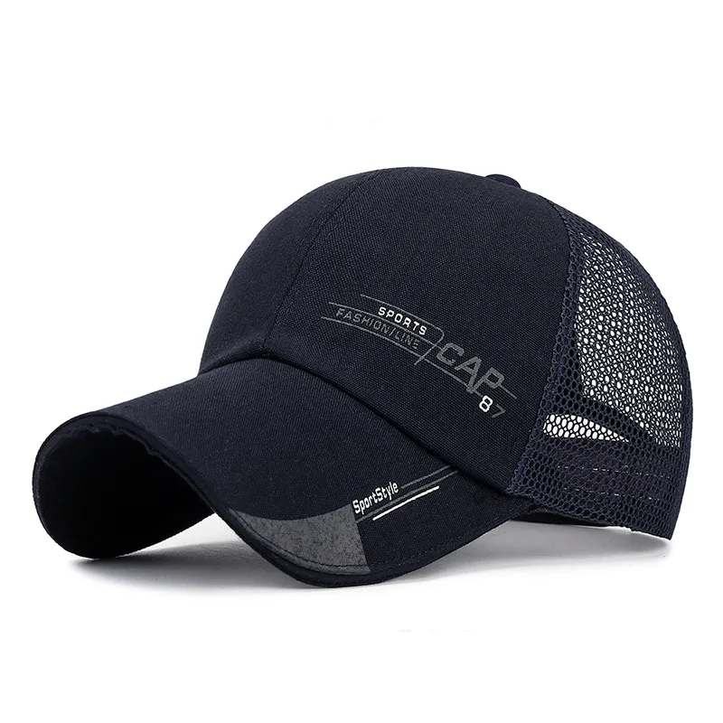 NavyBlue Новая уличная Повседневная Бейсболка из грубой ткани мужская летняя сетчатая Кепка Женский рюкзак Мужская Шляпа Casquette Homme бейсболка оптом - Цвет: NavyBlue