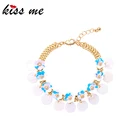 Kissme праздник Приморский стиль Уникальные блестки цветы круглая ракушка шарм браслеты для женщин Подарки Золотой цвет цепи аксессуары