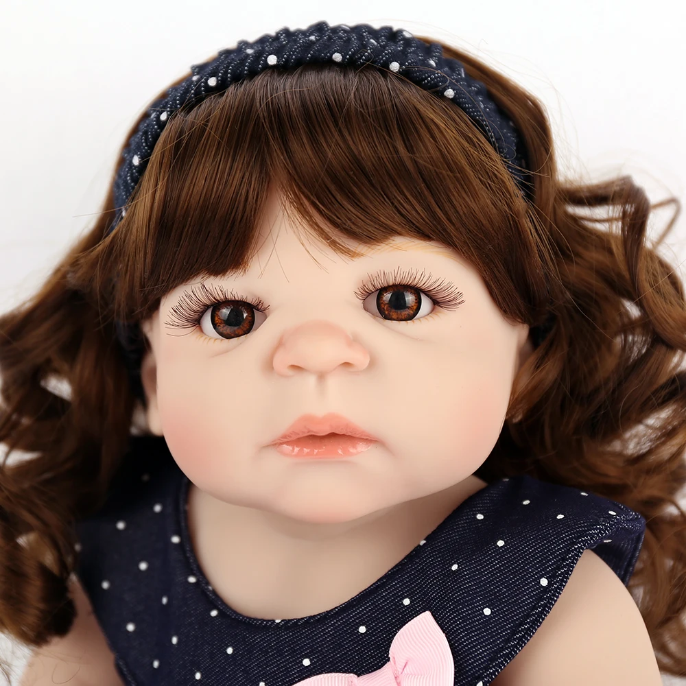 Вес 1 8 кг 55 см силиконовые куклы для новорожденных виниловые девочек детские