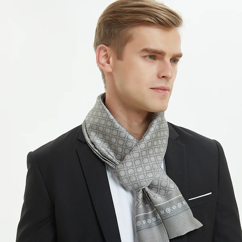 Шарф из чистого шелка для мужчин в клетку модные аксессуары осень-зима длинный галстук 170*30см ASN05.