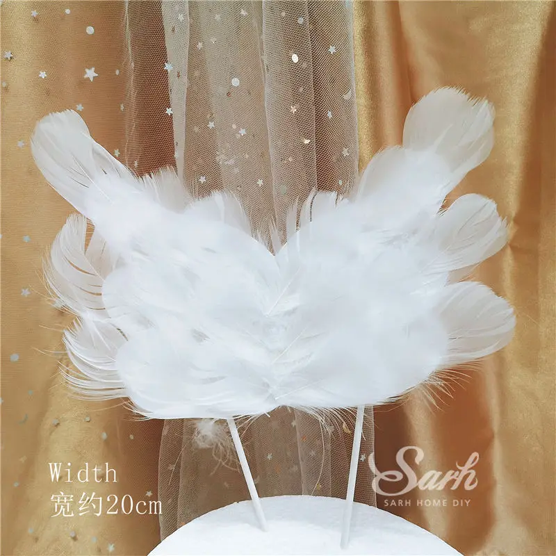 2pair wings Фея эльф Топпер для торта «С Днем Рождения» цветок кружева Жемчуг сетки Ангел Украшение для дети девочка вечерние поставки прекрасные подарки - Цвет: 2pair wings