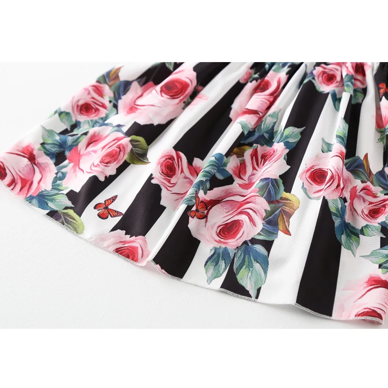 LOVE DD&ampMM Girls Dresses Summer New Kids Fashion Sexy Stripe Floral Print Strap Dress + Hair Accessories | Детская одежда и