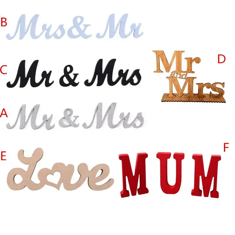 Новинка Mr& Mrs деревянные буквы для Свадьбы вечерние украшения Романтические свадебные украшения для дня рождения товары домашний декор "сделай сам" Свадебный декор