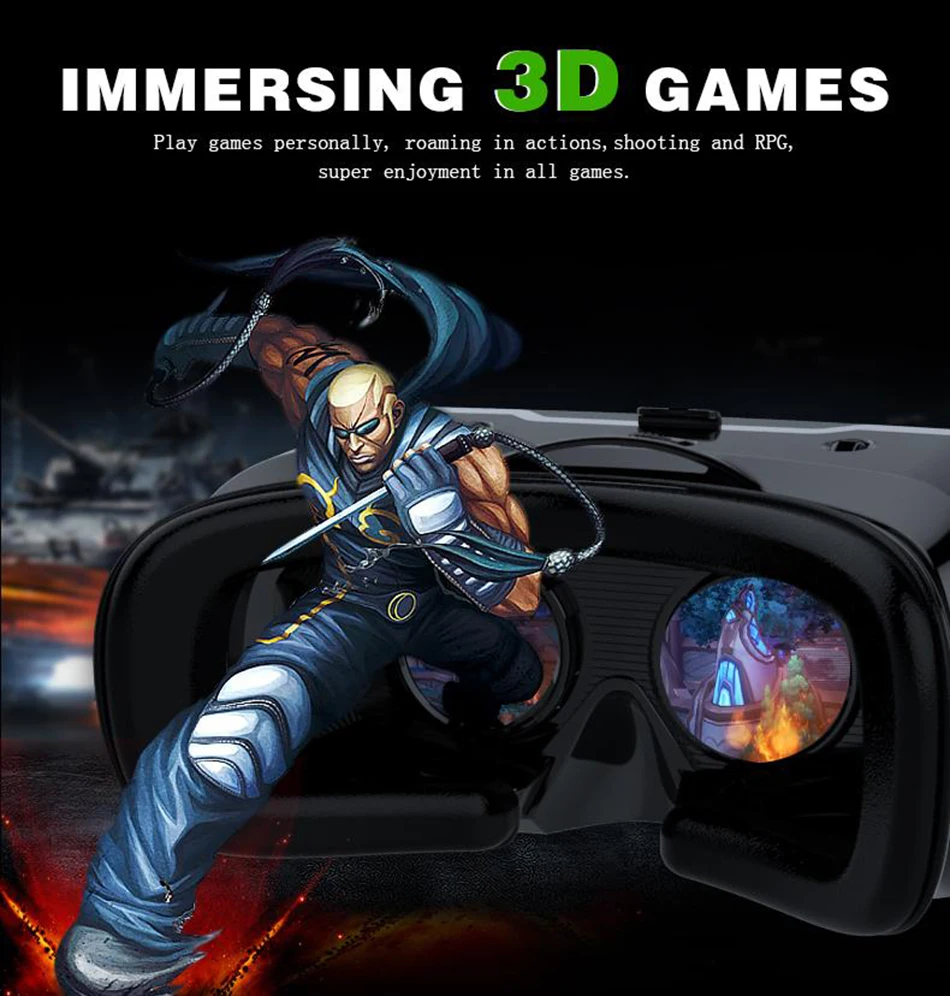 Новейшие носимые 3D очки VR BOX обновленная версия виртуальной реальности 3D видео очки 4,7-6,0 дюймов для iPhone/Android/фильмов