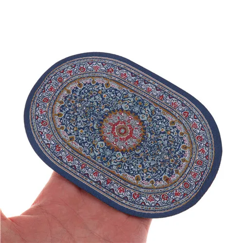 

1:12 Accessories Mini Oval Carpet Miniature Furniture Casa Oval Mediterranean Sea Style Doll House Carpet Dollhouse Miniatures
