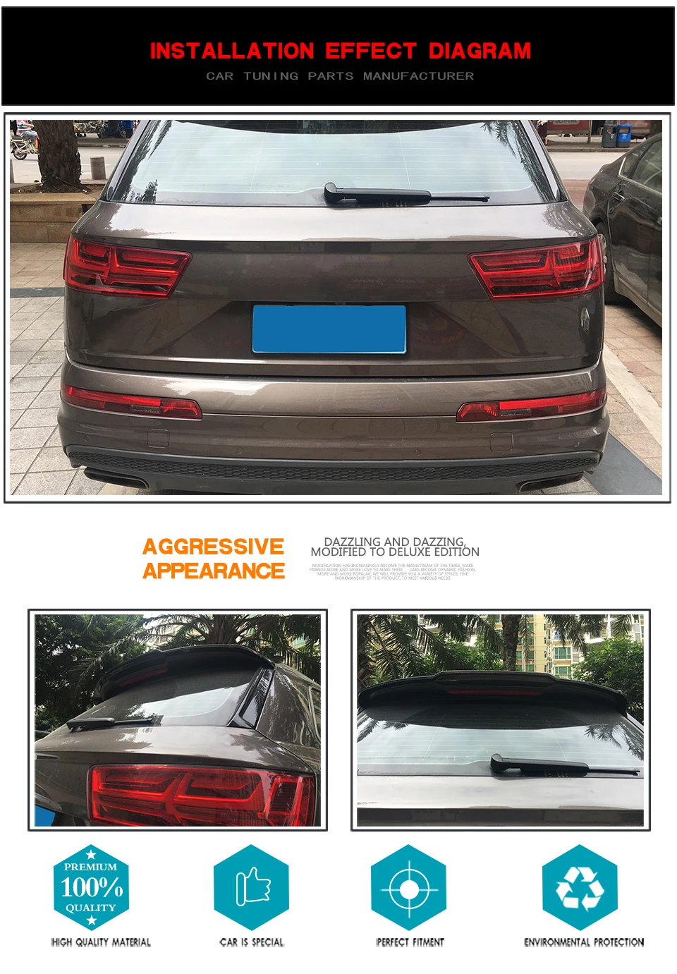 Задний спойлер из углеродного волокна козырек окна для Audi Q7 SLINE SQ7 SUV 4 двери