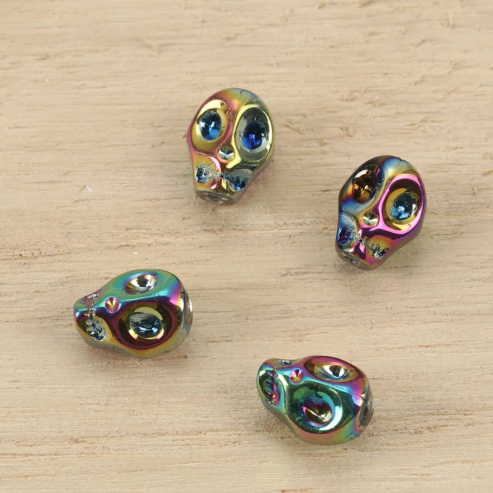 DoreenBeads стеклянные бусины череп в случайном порядке около 10 мм(3/") x 8 мм(3/8"), отверстие: около 1,2 мм, 1 упаковка(около 40 шт./упаковка