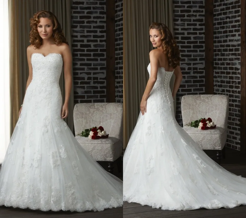 High Quality A-Line Sweetheart Full Length Lace Wedding Dress Bridal Gown 2015 Off The Shoulder F2061 | Свадьбы и торжества