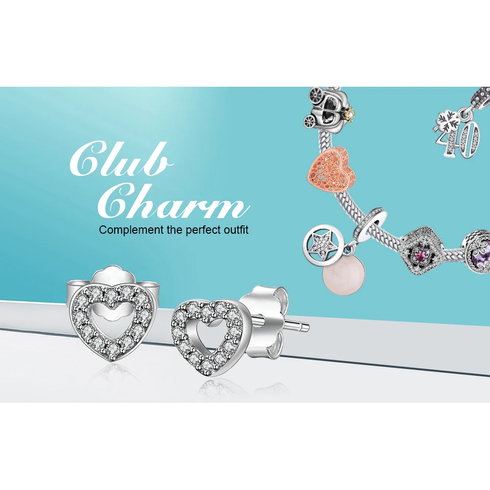 Jewelrypalace 925 стерлингов Серебряные серьги Стад кубического циркония Forever Love Сердце