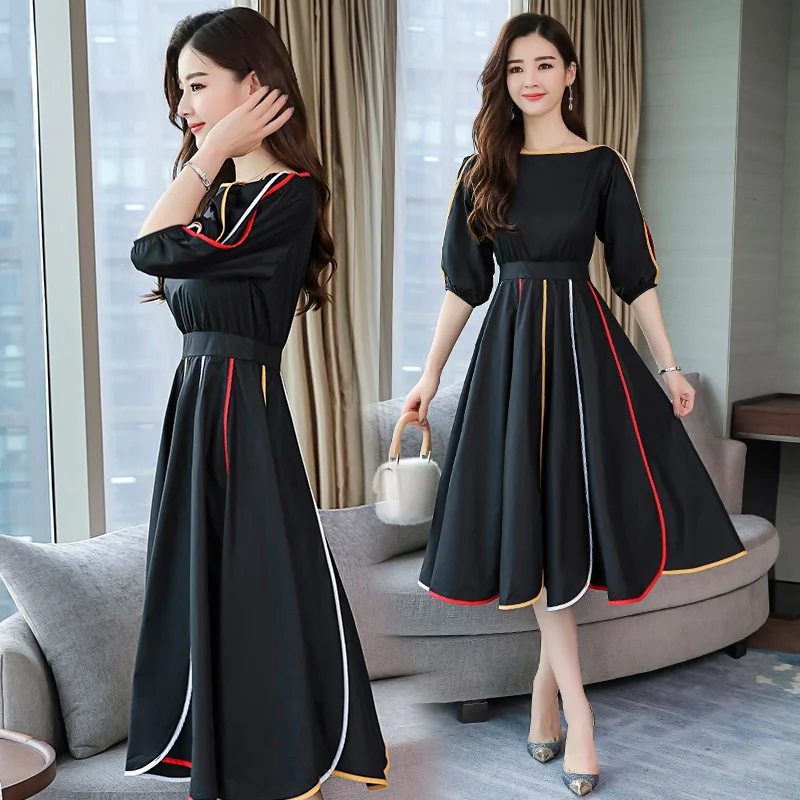 Женское платье с воротником лодочкой и рукавами фонариками|Женские платья| |