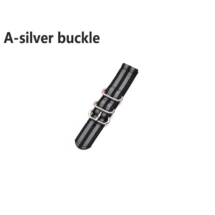A-silver buckle Нейлоновый ремешок для часов 20 мм 22 мм 24 мм полосатый Радужный холст сменный ремешок для часов для samsung gear S2/S3 Galaxy 42 мм 46 мм - Цвет ремешка: A-silver buckle