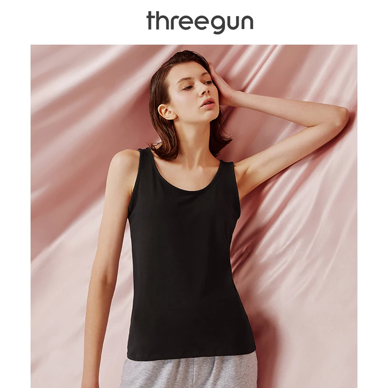 THREEGUN Топ Женская хлопковая майка Прозрачная белая эластичная нижнее белье для