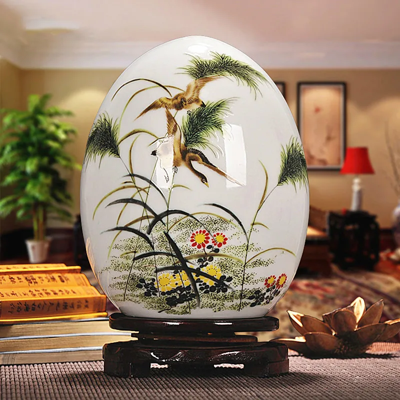 Decoração para Casa Ovo em pó Antigo Jingdezhen Cerâmica Vaso Sorte Esmalte Fino Próspero Ovo Contemporâneo Artigo
