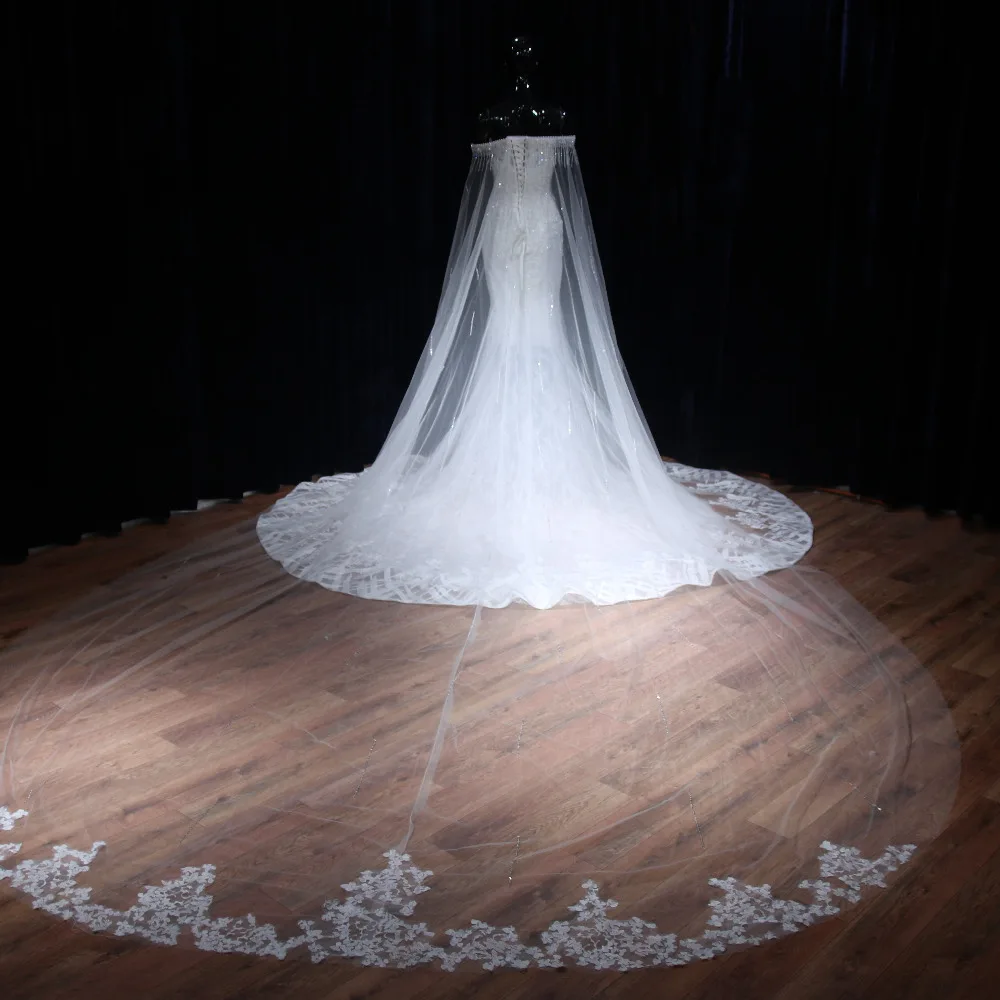 Роскошные Лодка шеи Русалка свадебное платье принцесса длинный белый Тюль