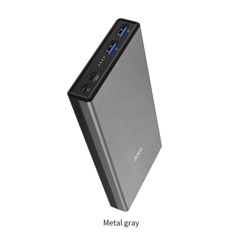 HOCO 30000 мАч Внешний аккумулятор 18 Вт usb type C внешние аккумуляторы QC3.0 PD Двусторонняя Быстрая Зарядка Внешний аккумулятор светодиодный дисплей зарядное устройство для мобильного телефона - Цвет: Серый