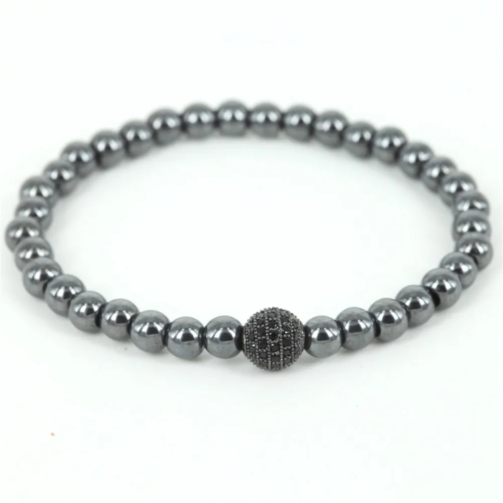 Новинка 2016 распродажа 6 мм гематитовый браслет золотого цвета латунный микро