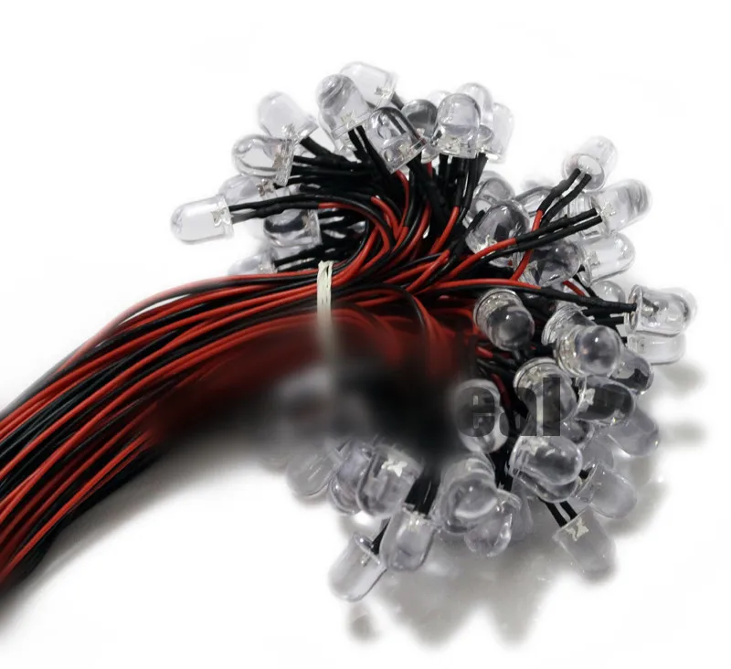 

100x 10mm RED Lamp beads 25cm Cable Pre Wired 12V for Car, Boat, Industrail, DIY Plug & Play