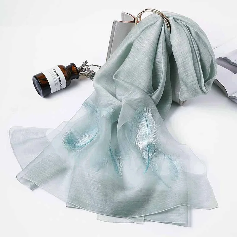 Весна Новый Классический Стиль Для женщин Шарфы для Элегантный Класс ручной Перо