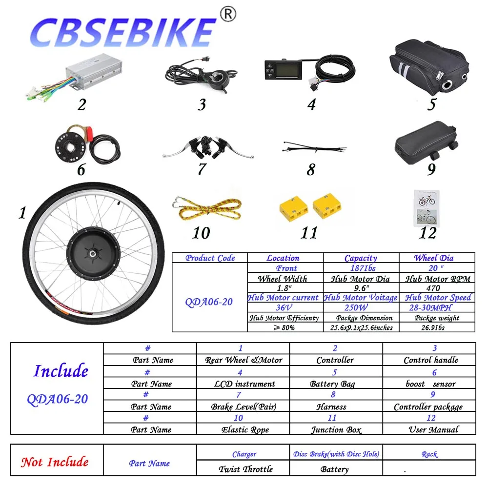 20inch 36v250w QDA6 CBSEBIKE Ebike рама комплект Электрический велосипед 20 дюймов переднее колесо комплект высокоскоростное преобразование QDA06-20 - Цвет: 20inch 36v250w QDA6
