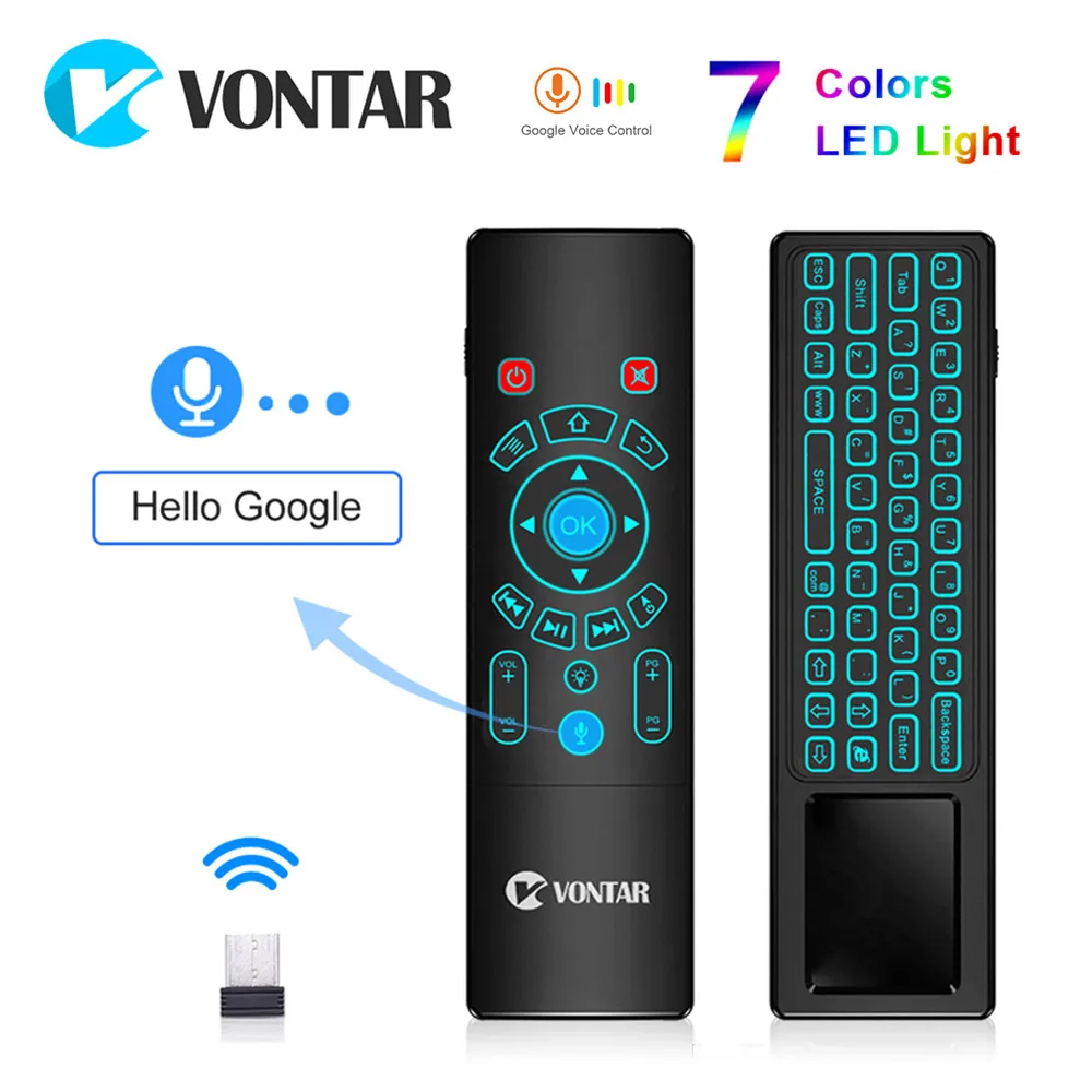 

2.4G mini Wireless keyboard Voice Remote Control Fly Air Mouse T6 plus T8 backlit Gyro touchpad Game Android TV Box X96 mini Max