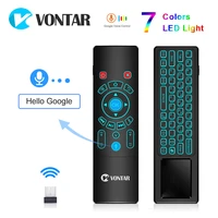 2 4g mini wireless keyboard voice remote control fly air mouse t6 plus t8 backlit gyro touchpad game android tv box x96 mini max