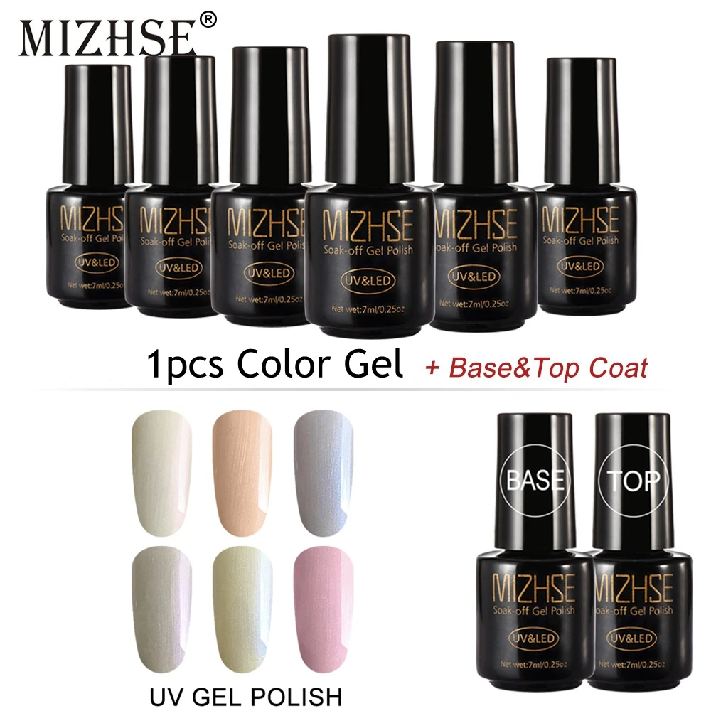 MIZHSE 3 шт новейший чехол с блестящей жемчужной гель Лаки био Гели Soak Off Однотонная