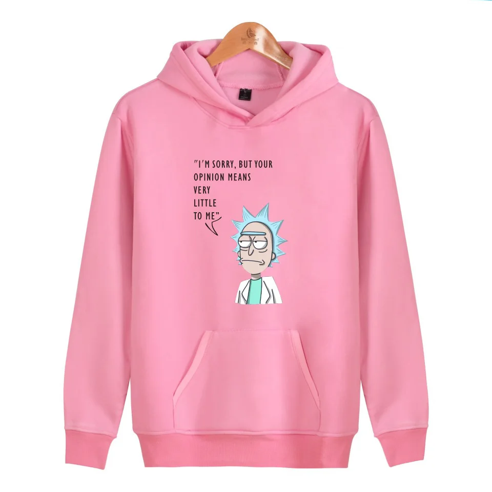 Rick and Morty/толстовки с героями мультфильмов; Лидер продаж; модные толстовки в стиле хип-хоп для мужчин и женщин; Повседневная Толстовка с круглым вырезом из полиэстера - Цвет: Розовый