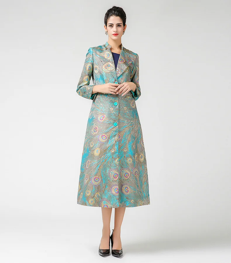 Женский Длинный жаккардовый Тренч VOA роскошный Шелковый удлиненный с принтом