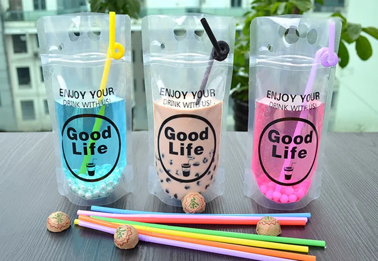 Good Life Style Leotrusting, 50 шт в наборе, 300-500 мл ручка Пластик пакеты для напитков прозрачный/матовый молока сока Кофе питьевой мешок вечерние свадебные мешок напитка - Цвет: Good Life Style