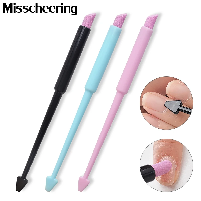 

1Pcs Nail Art Pusher Quartz Head Scrubs Stone Cuticle Stick Pen 2 Way Triangle Spoon Cuticle Pusher Pedicure Care Manicure Tools