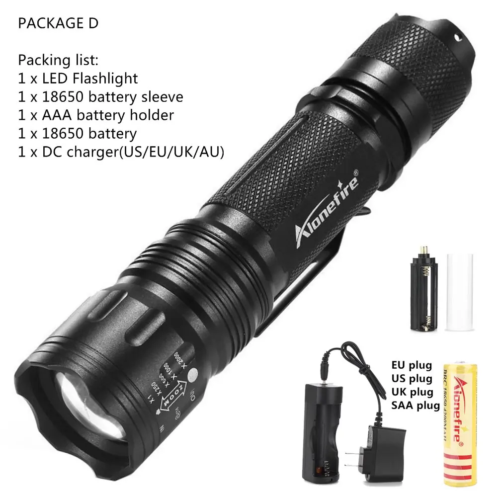 PACKAGE D AloneFire TK105 высокомощный светодиодный фонарик XP-L V6 масштабируемый водонепроницаемый рабочий патруль ручной фонарь туристический походный альпинистский фонарь - Испускаемый цвет: PACKAGE D