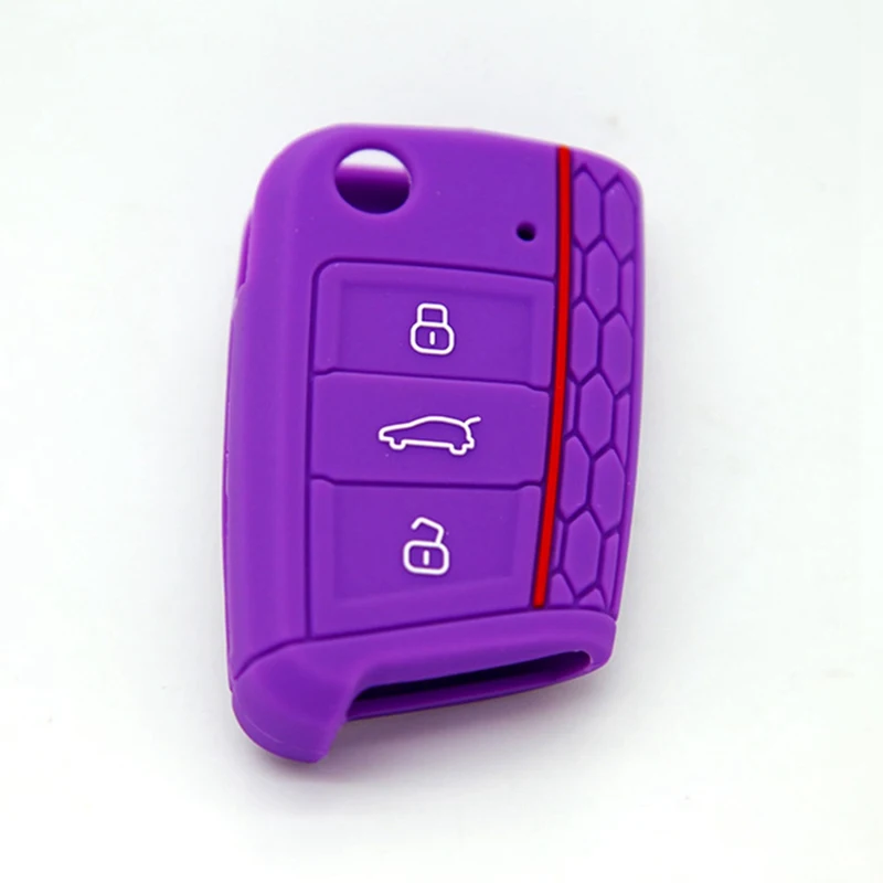 PURPLE Автомобильные аксессуары, чехол для ключей, чехол для ключей для Golf 7 Mk7 Skoda Octavia A7, силиконовый чехол для ключей, автомобильный стиль - Название цвета: PURPLE