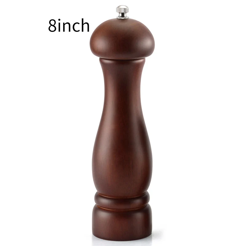 8 inch Dark Деревянные ручные мельницы для перца, шейкеры для специй с регулируемым керамическим сердечником, Классические мельницы для морской соли, кухонные гаджеты - Цвет: 8 inch Dark