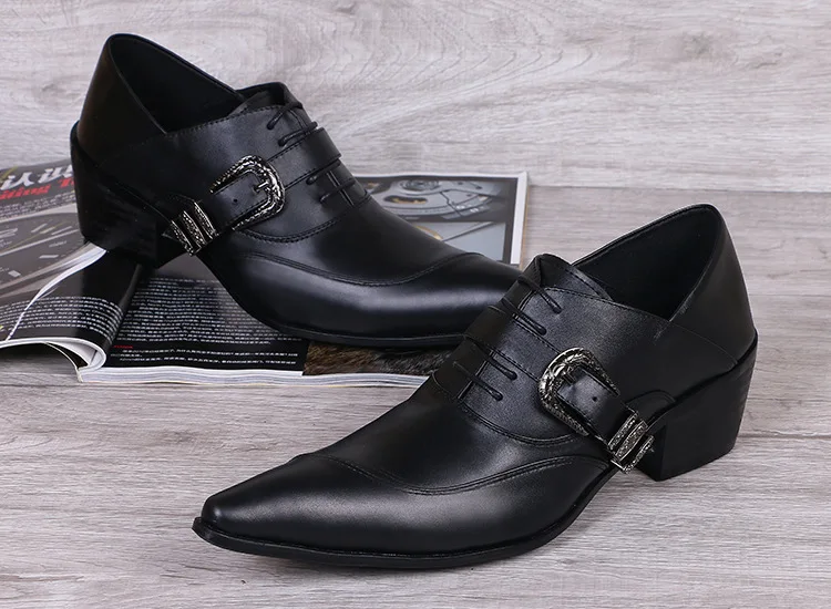 

Leather Man Invisible Increase Business Dress Shoes Wedding Nightclub Wind Leather Low Shoes