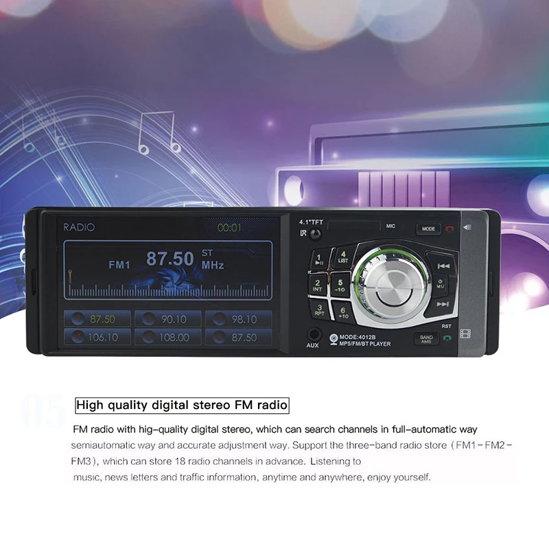 1 Din центральный мультимедийный Авто 4 ''HD 1080P экран Bluetooth Радио MP3 MP5 музыкальный