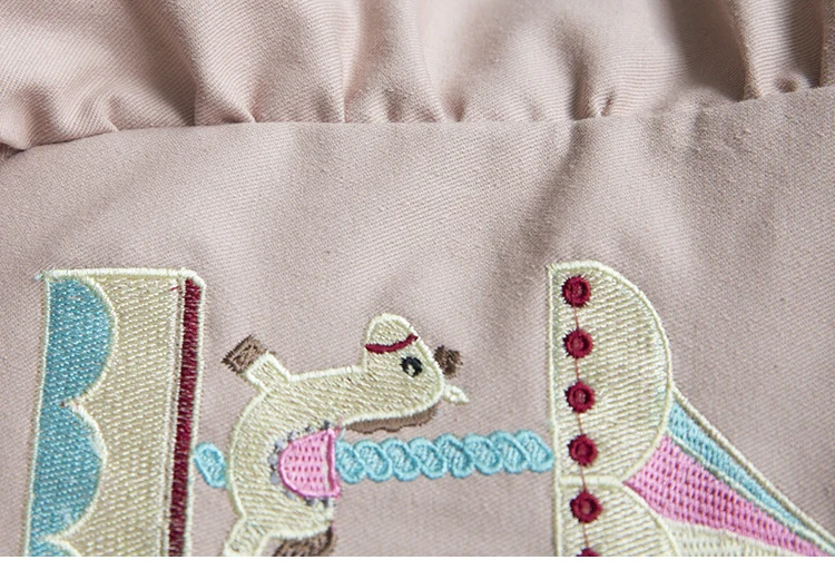 Harajuku Cartoon Embroidery Female Student Handbag New Hot Women's Color Matching Ruffled Shoulder Bag Messenger Bag
