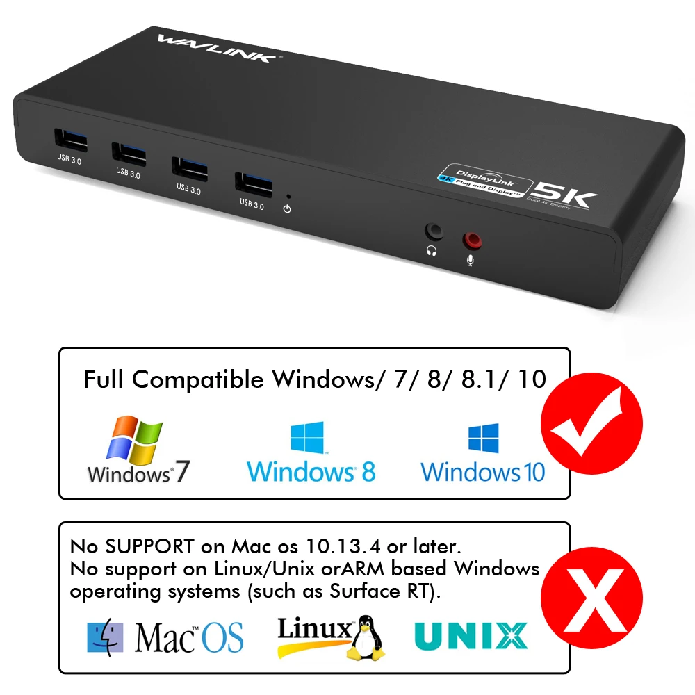 Wavlink док-станция для ноутбука Универсальный 5 к USB-C двойной 4 к дисплей USB 3,0 ВИДЕО гигабитный Ethernet w/HDMI/Дисплей порт для Mac OS
