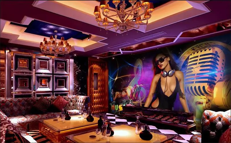 3D фото обои на заказ номер нетканый росписи сексуальная красота микрофон бар DJ