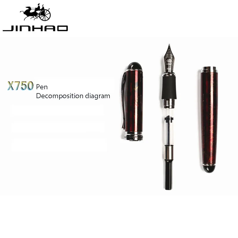 Jinhao750 новая квадратная красная ледяная металлическая средняя перьевая офисная деловая ручка чернильная ручка Caligraphy ручка Подарочная ручка можно настроить логотип