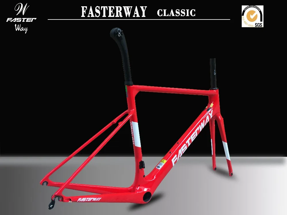 taiwan brand FASTERWAY classic full red with the whtie decals super light carbon bike frame:Frameset+Seatpost+Fork+Clamp+Headset | Спорт и