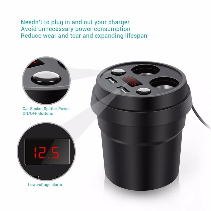 USB Автомобильное зарядное устройство двойной 3.1A Быстрая зарядка USB Автомобильное зарядное устройство с 2 гнездами прикуривателя для iphone samsung смартфон